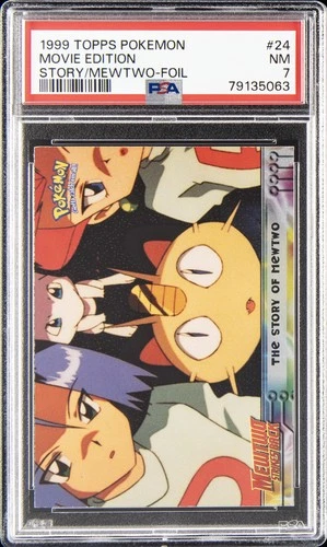 1999 TOPPS POKEMON THE MOVIE EDT THE STORY OF MEWTWO-FOIL MOVIE EDITION PSA 7