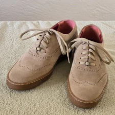 SALVATORE FERRAGAMO Women's 8.5 AA Tan Suede Lace-Up Oxfords NWOB Made in ITALY