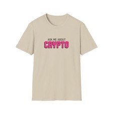 Ask Me About Crypto Pixelated Currency Coin Unisex Softstyle T-Shirt BTC ETH XRP