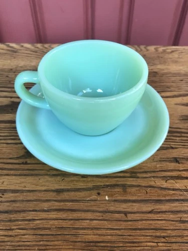 Fire-King Jadeite Restaurant Ware Cup & Saucer - Mint