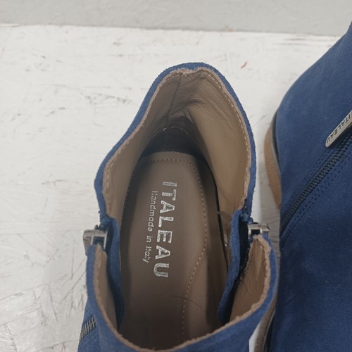 Italeau Foliana ankle boots blue suede double zipper handmade in Italy womens 9 - Picture 4 of 8