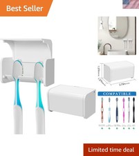 2-Pack Wall Mounted Toothbrush Holder with Cover - Self-Adhesive  Space-Saving