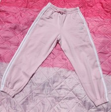 Adidas Three Stripes Fleece Sweatpants, Women Size Medium, Pale Pastel Pink