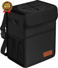 Leak Proof Car Trash Can with Lid - Waterproof Automotive Garbage