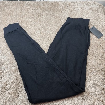 NUX Active Sunday Sweat Joggers Black High Rise Ribbed Cuff Pants PW0242BC Small