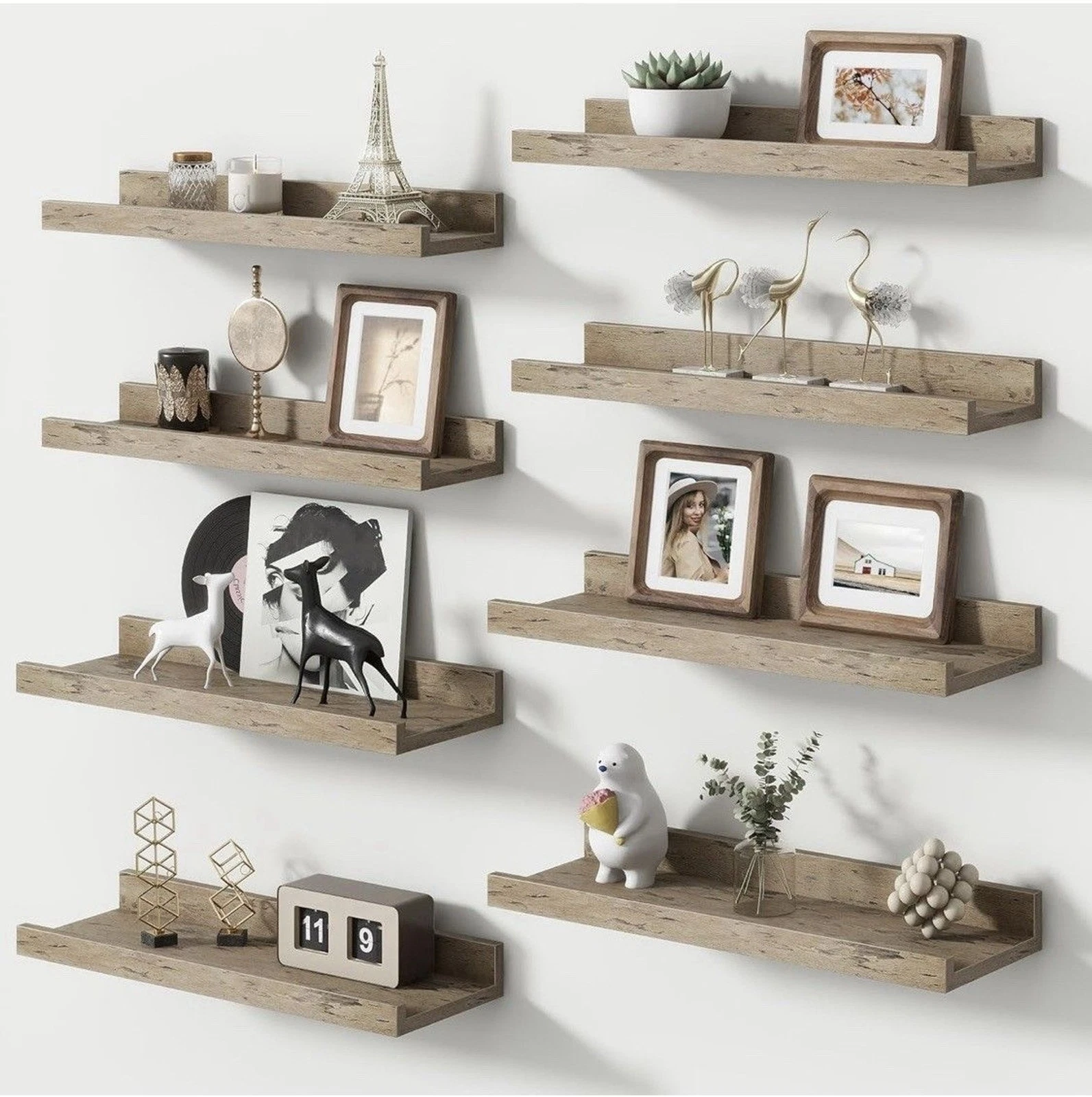 Wall Mounted Wood Floating Shelves for Bedroom, Living Room, Bathroom, Kitchen