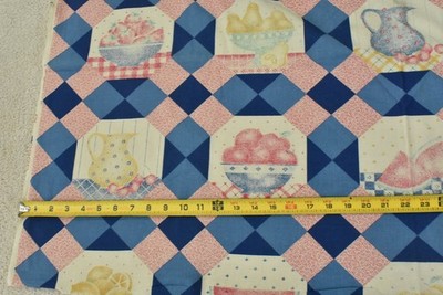 By 1/2 Yd, Vintage, Blue Pink Red Cheater-Quilt, N.T.T., 1989, V719