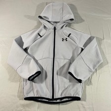 Under Armour Fleece Unstoppable Knit Zip Up Hoodie Gray Sweater Boys Size 7