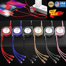 Multi Charging Cable Retractable Multi Charging Cord 3 in 1 Fast Charger Cord US