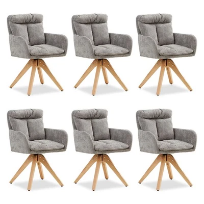Stühle Esszimmer 6er Set Polsterstühle Armlehne Sessel Drehbar Grau Homestyle4u - Bild 1 von 4