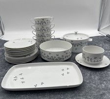 G158 Melitta Porzellan Service Set Suppentassen Untertassen Blätter