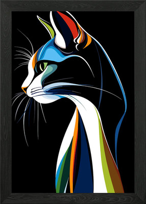 Bunte Katze Portrait gerahmtes Wandbild Poster Leinwanddruck Bild