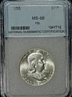1955 Franklin Half Dollar, Gem BU, National Numismatic Certification