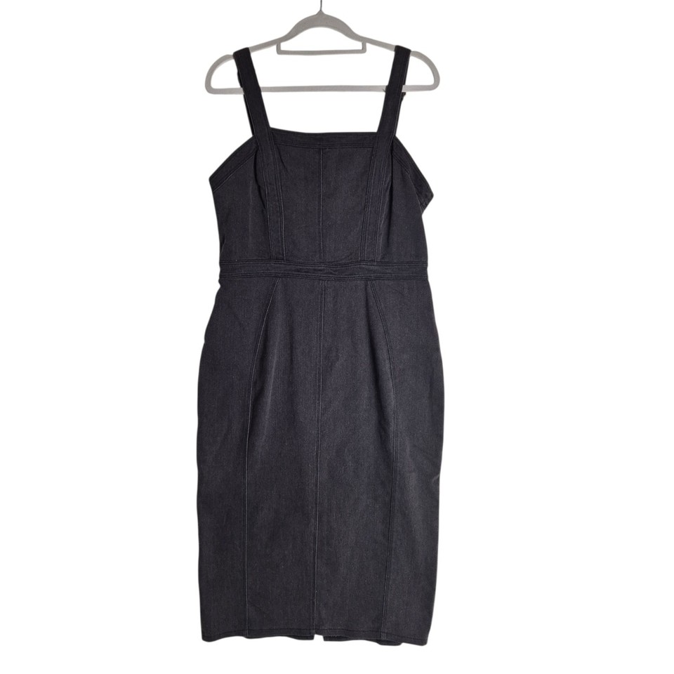 Here Comes The Sun Dark Brown Denim Pinafore Dress, Size 12. 