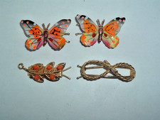 VINTAGE SMALL BUTTERFLY GOLD TONE BARRETTES