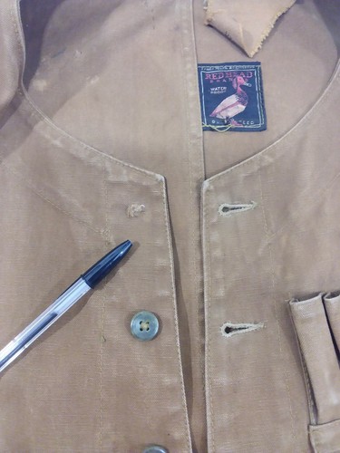 vtg 1920s RED HEAD water proof HUNTING VEST 100% cotton shooting ammo Amazing - Picture 4 of 12