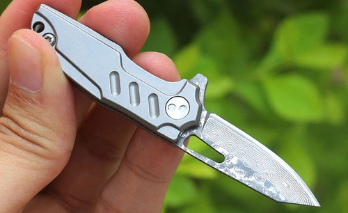 Taschenmesser Titan Klappmesser - Damastklinge für Outdoor Camping EDC - Bild 8 von 26