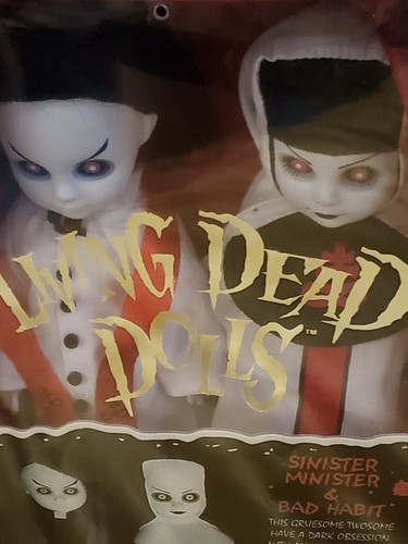 MEZCO LIVING DEAD DOLLS SINISTER MINISTER AND BAD HABIT White Robe NIB SEALED - Picture 2 of 9