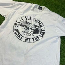Vintage 1992 I Survived Big Bear Quake T-Shirt L Earthquake Graphic USA Made