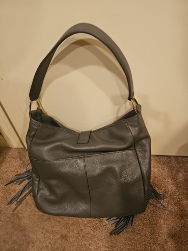 Raro Gili G.I.L.I. Bolso de Hombro Hobo Estribo Grande de Cuero Guijarro con Borla Nuevo - Imagen 2 de 4