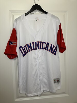 Majestic Dominicana Jersey Men's Medium White 2017 Baseball Embroidery