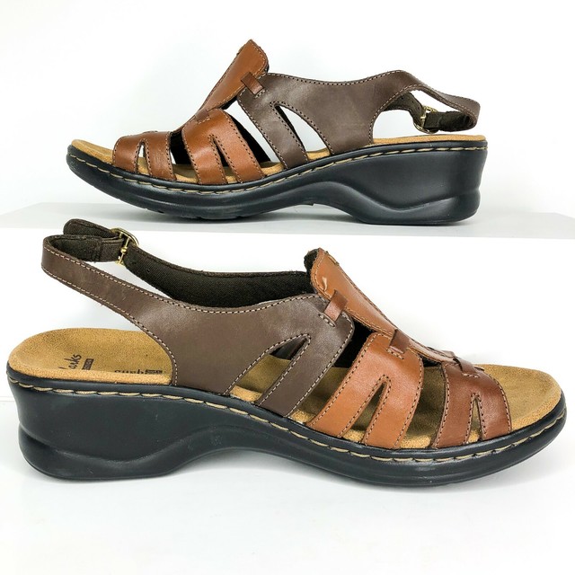 Clarks Collection Size 10 Brown Leather Soft Cushion Sandals | eBay