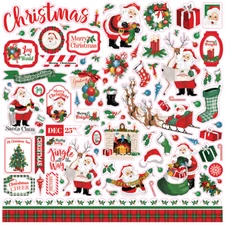 (1) 12x12 Sheet of Carta Bella Paper DEAR SANTA Scrapbook Element Stickers