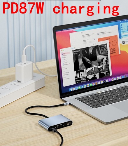 Type C to HDMI VGA 3.5mm Earphone USB3.0 PD87W 5in1 Docking Station Hub Adapter - Picture 8 of 10