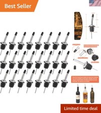 Professional Quality 48 Pack Bottle Pourers - Stainless Steel with Dust Caps