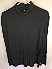 MENS BLACK COTTON SPANDEX BASE LAYER ACTIVEWEAR TURTLENECK T SHIRT SIZE M 42"