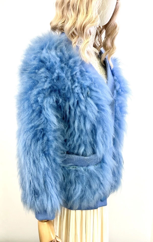 Chaqueta elegante tejida con botones de piel de zorro genuina hecha a mano para mujer OS se adapta a busto XS-L 47 Foto 3 de 4