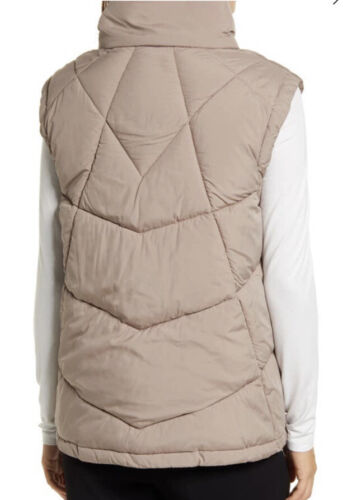 NWT Nordstrom STAND COLLAR PUFFER VEST IN TAN ICED COFFEE Size 2XS - Picture 2 of 3