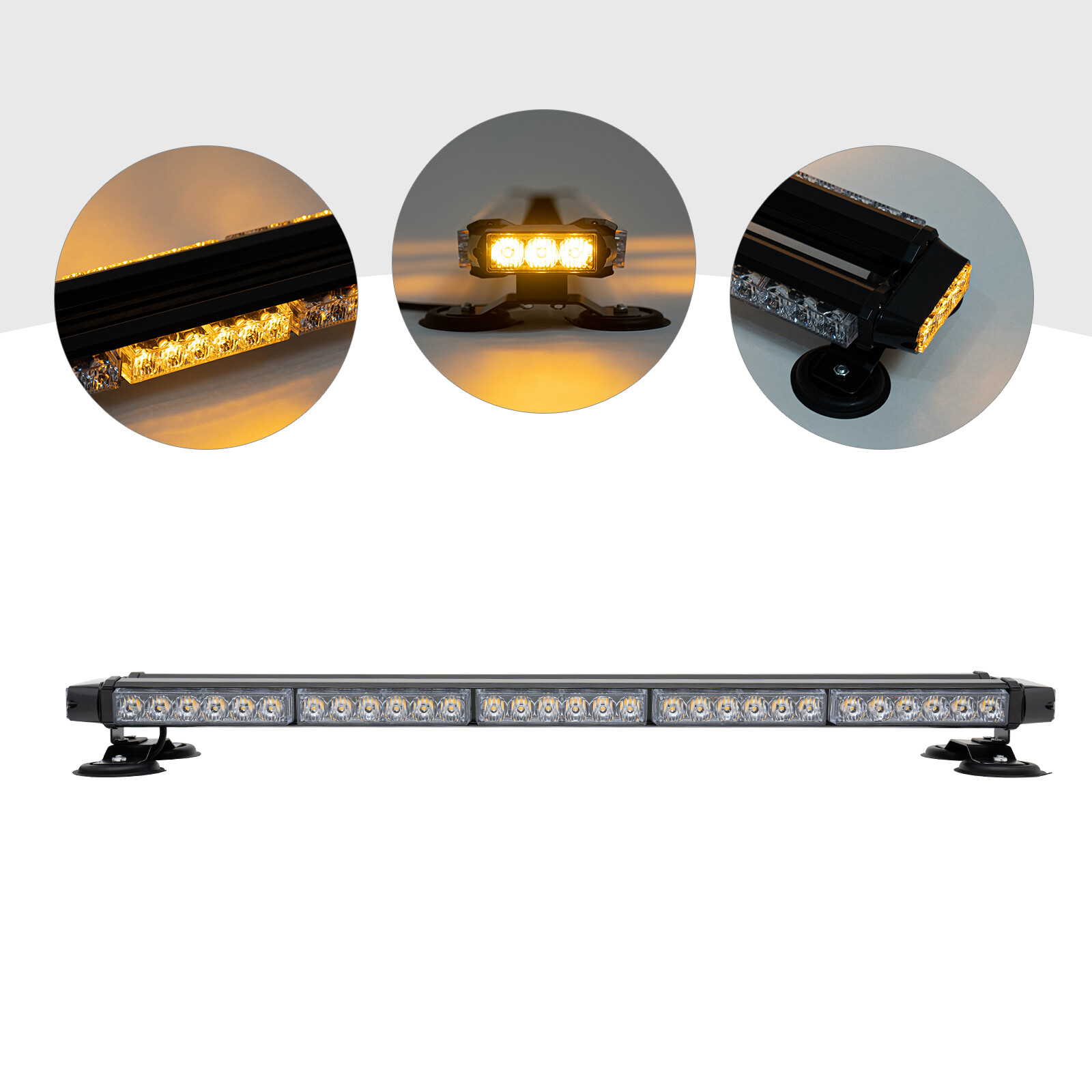 66 LED Emergency Light Bar Rooftop Double Side Strobe Warning Light Amber 12V