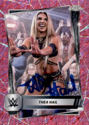 Thea Hail Signed 2025 Topps Chrome Pink Shimmer Refractor WWE NXT