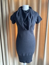 Bench Grey Striped Short Sleeve Kneee Length Jumper Dress size S Fits 8/10