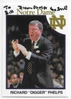 DIGGER PHELPS Autographed Signed 1990 Greats card #1 Notre Dame Irish Basketball