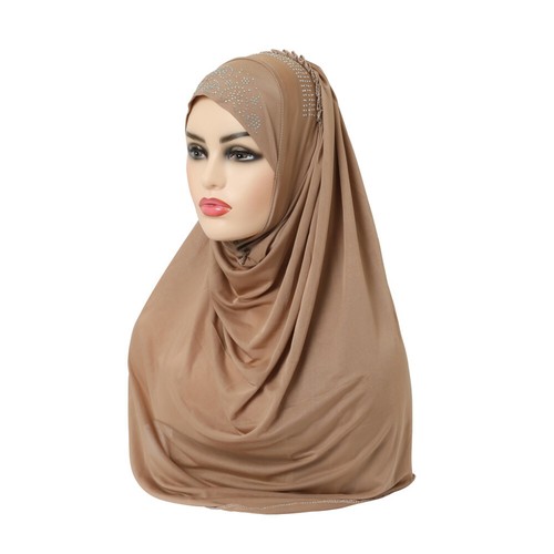 Pull On Instant Scarf Women Muslim Hijab Turban Prayer Shawl Head Wrap Islamic - Picture 40 of 113