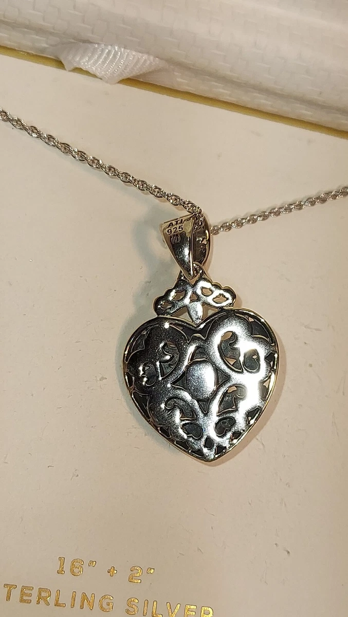 NEW Annika Witt AMETHYST HEART PENDANT Sterling Silver 16