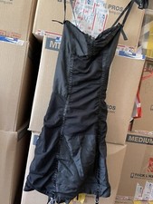 GUESS SEXY SPAGHETTI& GARTER BELTS RUCHED DESIGN CLUB PARTY GOTH DRESS 9 NWT