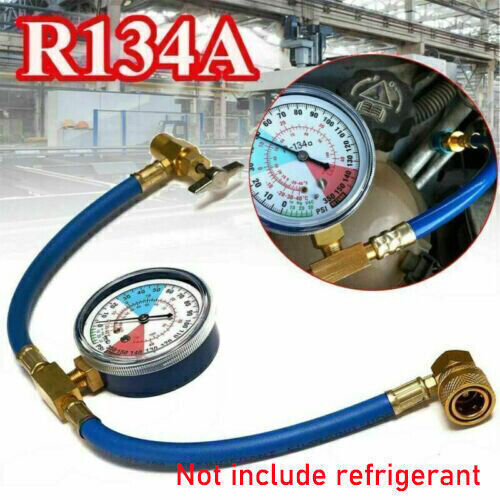 Car AC Air Conditioning R134A Refrigerant Recharge Hose w/ Pressure Gauge DE - Bild 11 von 21
