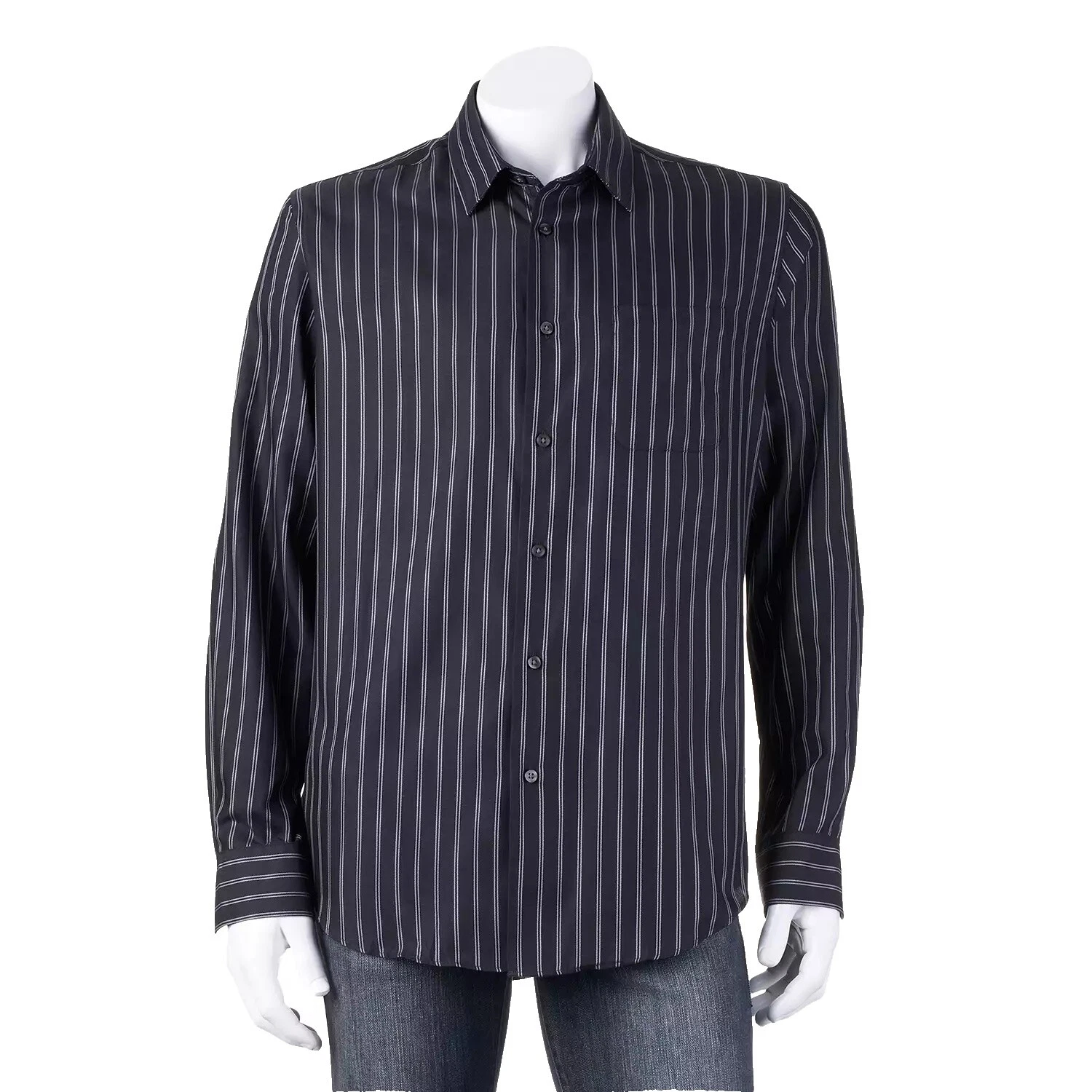 Camisas de Vestir a Rayas Van Heusen Negro para Hombres