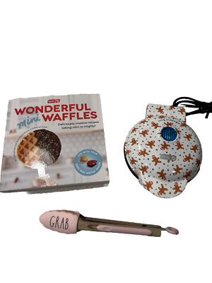 Dash Gingerbread Man Mini Waffle Maker and Cookbook Gift Set