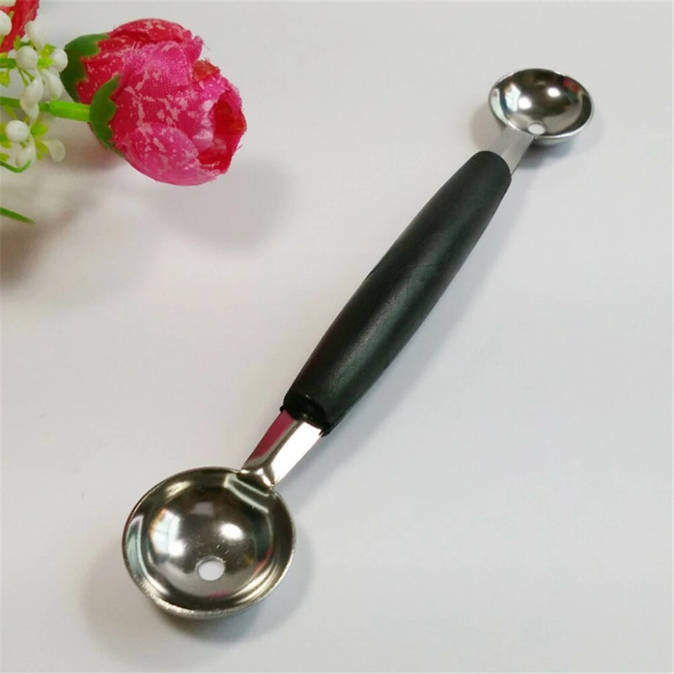 Cuchara cucharada de helado de acero inoxidable de doble extremo melón bola cortadora fruta 1 pieza Foto 4 de 4