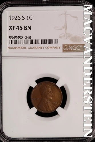 1926-S Lincoln Wheat Cent - NGC XF 45 BN - Scarce  No Reserve  #SLH228