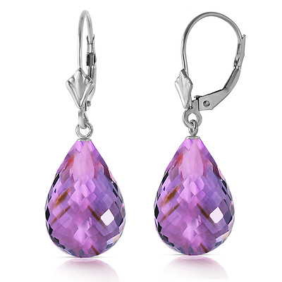 Ohrringe 14 Karat 14 Karat massiv Weißgold fast berührend Amethyst