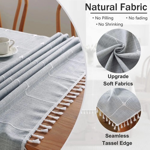 Plaid Table Cloth Rectangle Table, Cotton Linen Tablecloths Farmhouse Tablecloth - Foto 3 di 22