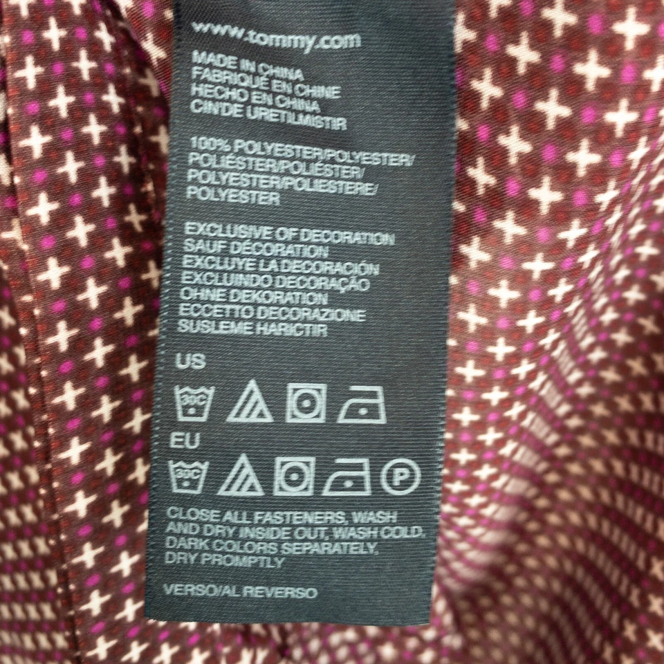 Camisa Tommy Hilfiger Púrpura Granate Blanca Geométrica Cuello Abotonado - Talla XS Foto 4 de 4