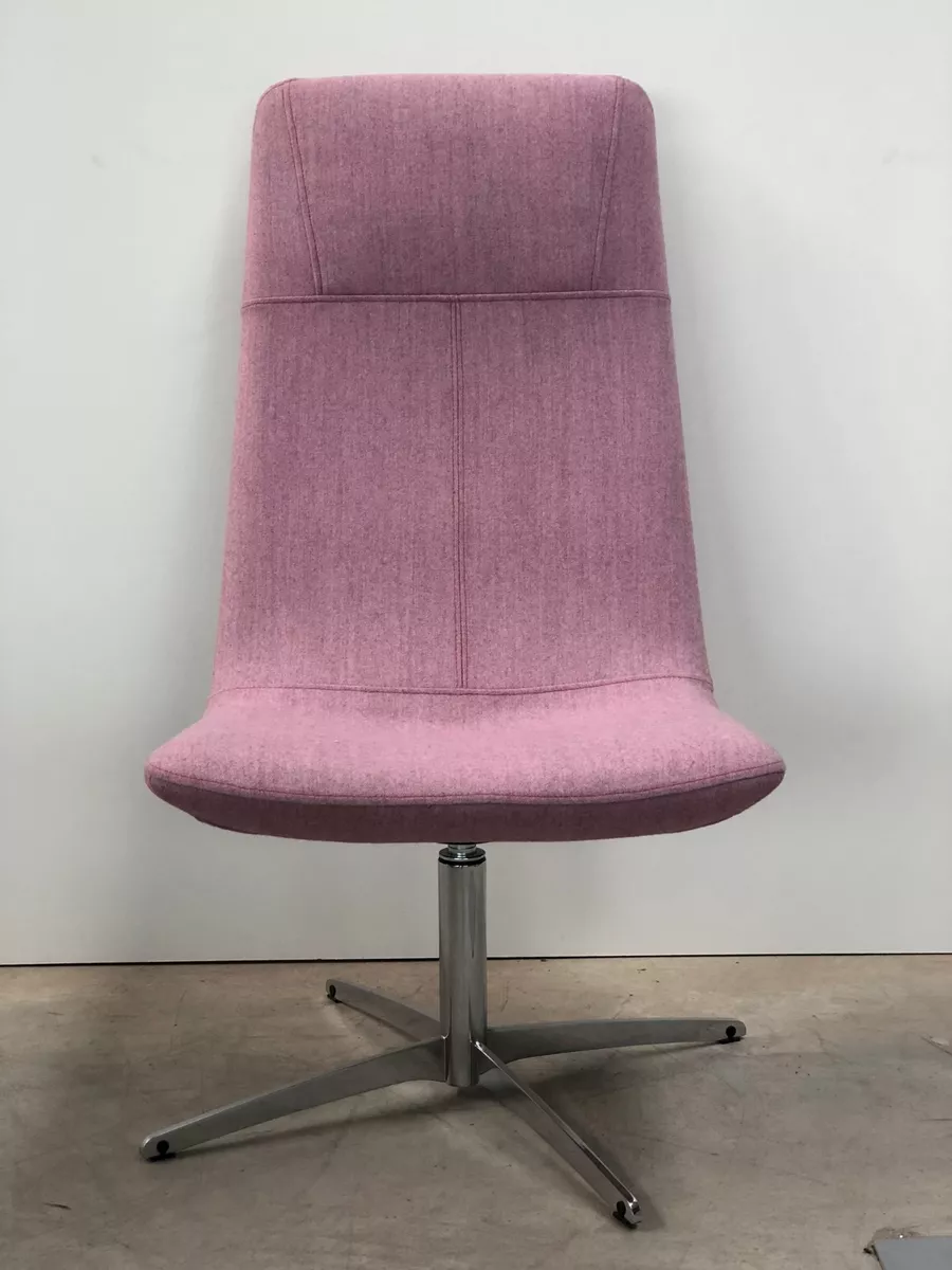 BRAND NEW DESIGNER PINK GREY FLECK SWIVEL LOUNGER STYLE CHAIR HOME