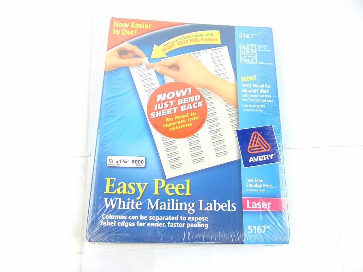 Template 5167 Microsoft Word Avery 0.5 In. X 1.75 In. Easy Peel