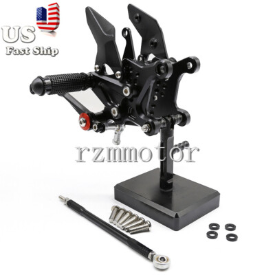 CNC Rearset Footpegs Foot Rests Foot Pegs Pedals Mount For ZX25R 2020-2021 Black